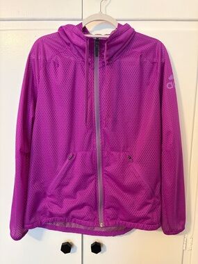 Adidas Fuschia Climastorm ‘Own the Run’ Hooded Windbreaker Jacket